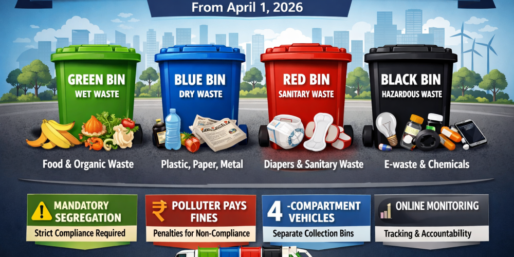 Green, Blue, Red, Black: The Complete 4-Dustbin Waste Rule Guide Starting April 1, 2026